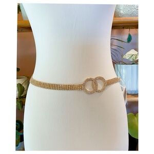 NWT Rachel Zoe Cowhide Disc Stretch Belt Brown White Boho Western L/XL Stretch Gold Bohemian Belts for Women for sale | eBay main image 4